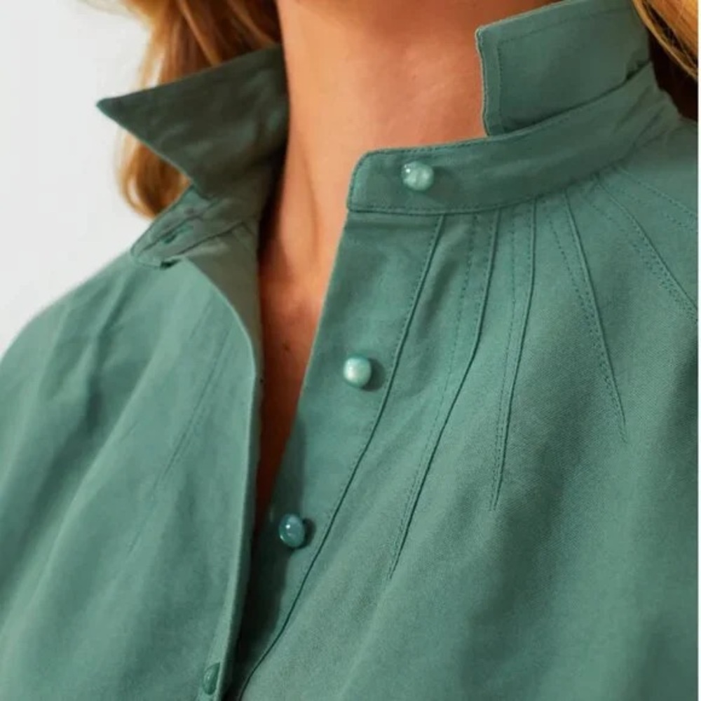 Tuckernuck Pomander Place Green Button Down Collared Polly Shirt Dress Women’s L - Picture 5 of 13
